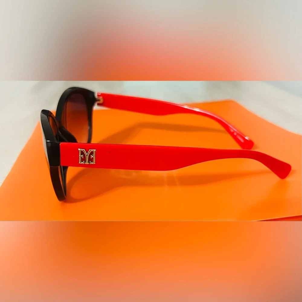 EASON EYEWEAR Sunglasses Womens Red with Gold Accent - Picture 3 of 5